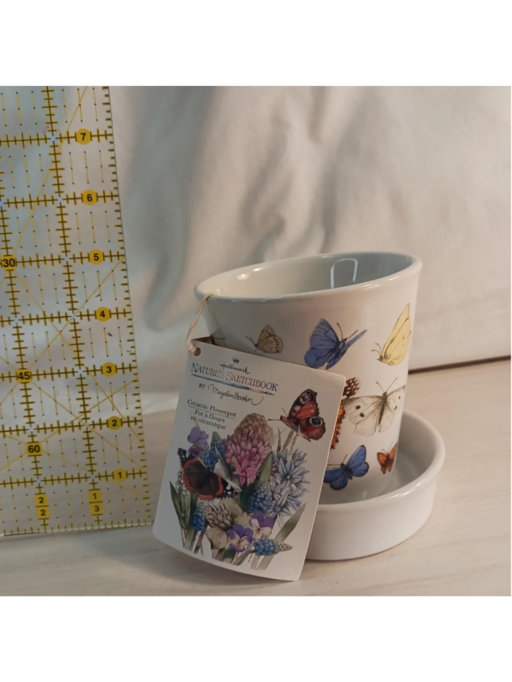 VTG Hallmark Nature Sketchbook Margarine Baskin 1998 Ceramic Flower Pot 4